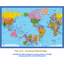 Load image into Gallery viewer, World Wall Map Posters 2-Side Laminated 27 x 18 inches
