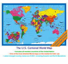 Load image into Gallery viewer, Children's US and Europe-Centered World Desk Map
