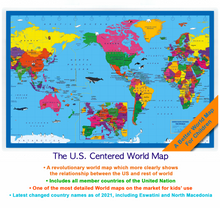 Load image into Gallery viewer, Children's US and US-Centered World Desk Map