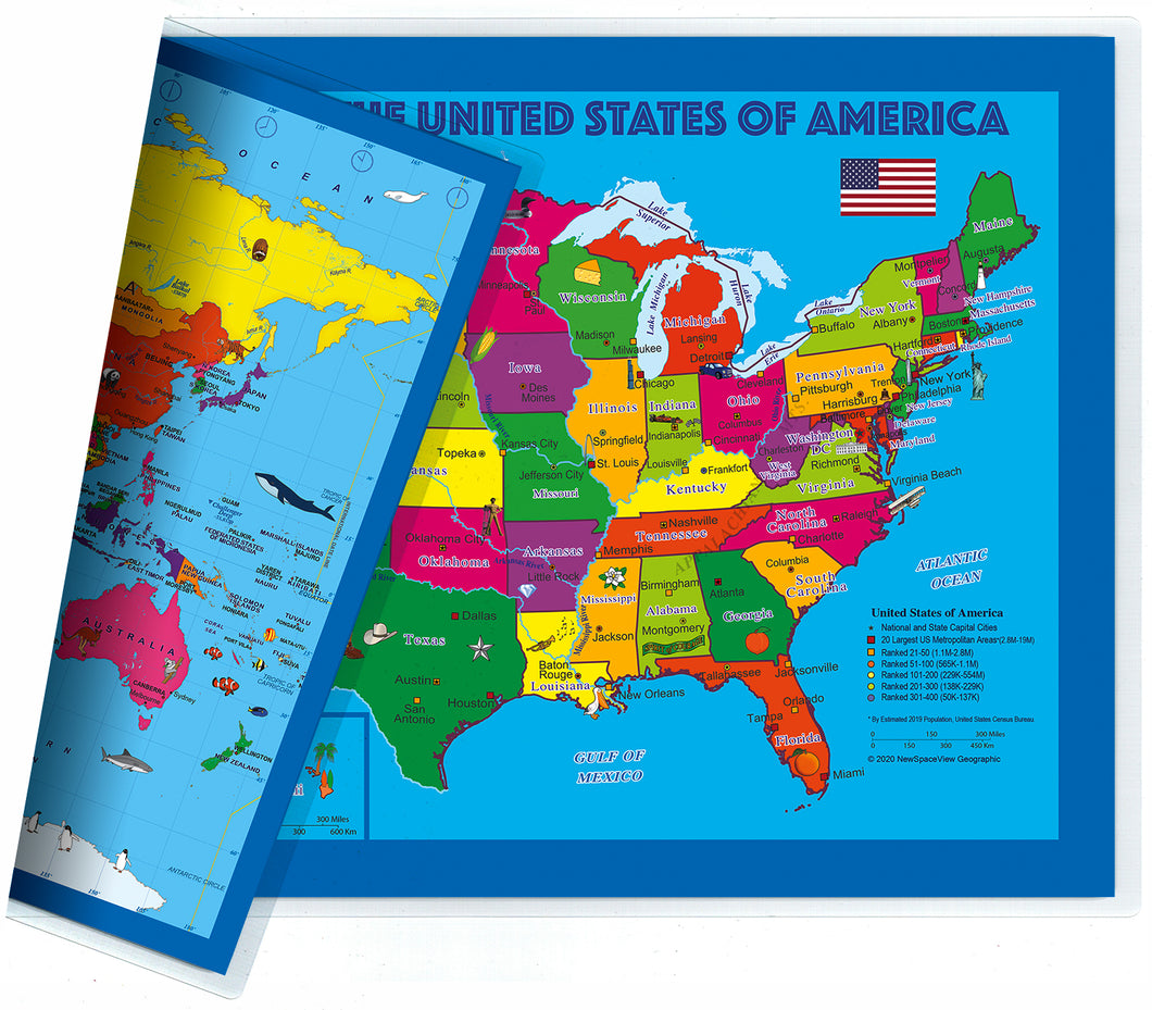 Children's US and Europe-Centered World Desk Map