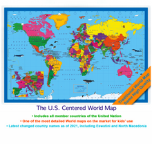 Load image into Gallery viewer, Children&#39;s US and Europe-Centered World Desk Map
