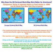 Load image into Gallery viewer, Children&#39;s US and US-Centered World Desk Map
